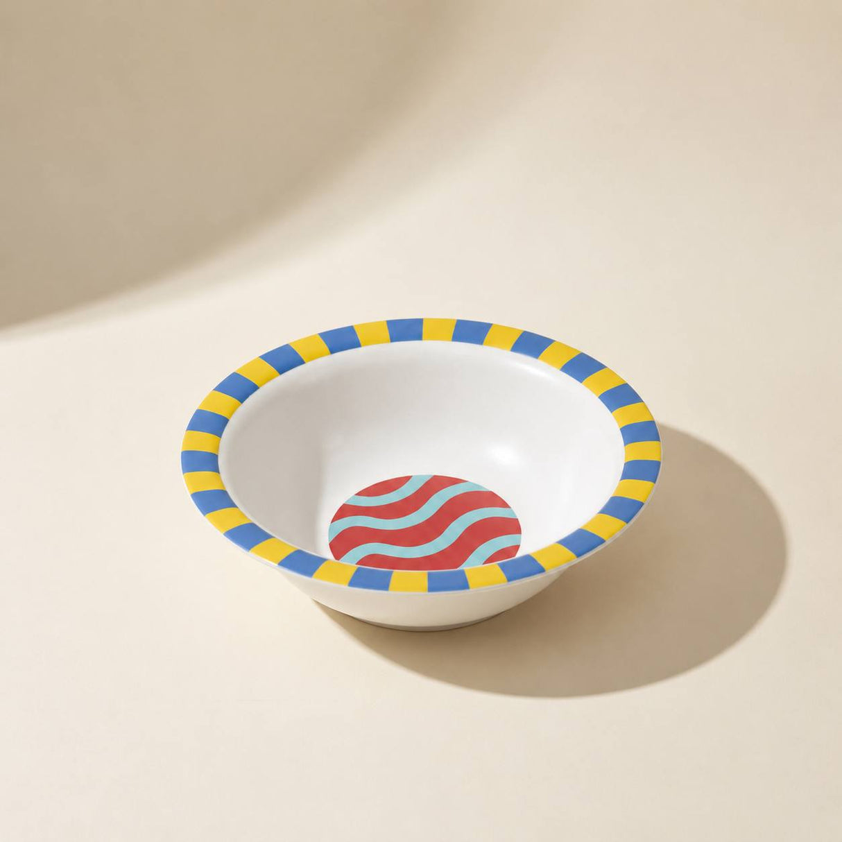 Sommo Rimmed Bowl with blue and yellow rim