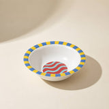 Sommo Rimmed Bowl with blue and yellow rim