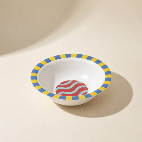 Sommo Rimmed Bowl with blue and yellow rim