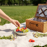Sommo Rimmed Bowl holding fruit at a picnic