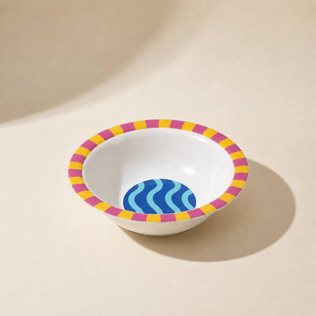 Sommo Rimmed Bowl with pink and yellow rim